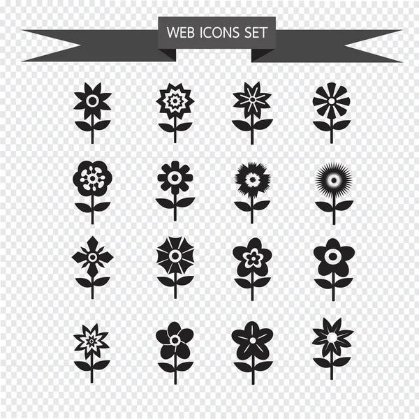 Set d'icônes de fleurs pour site web — Image vectorielle