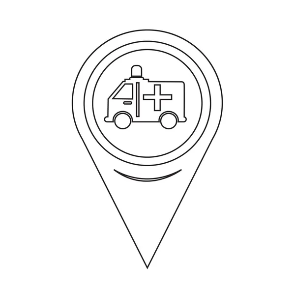 Carte géographique Pointer ambulance car icon — Image vectorielle