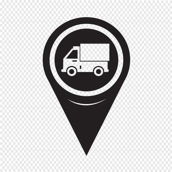 Map Pointer truck icon — Stock Vector