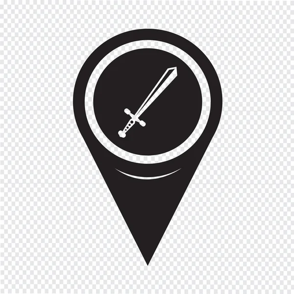 Mapa Pointer espada icono — Vector de stock