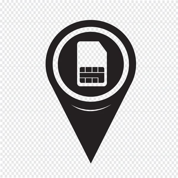 Kaartpictogram Pin aanwijzer SIM-kaart — Stockvector