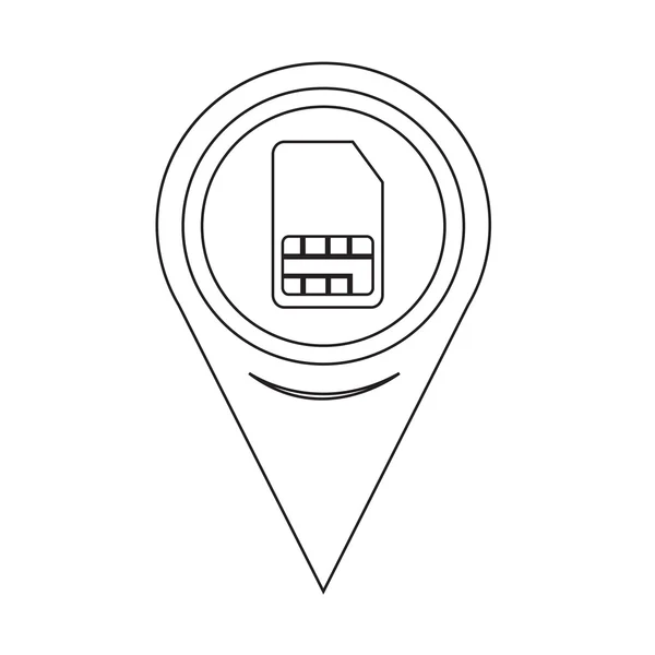 Mapa Pin Pointer ícone do cartão SIM — Vetor de Stock