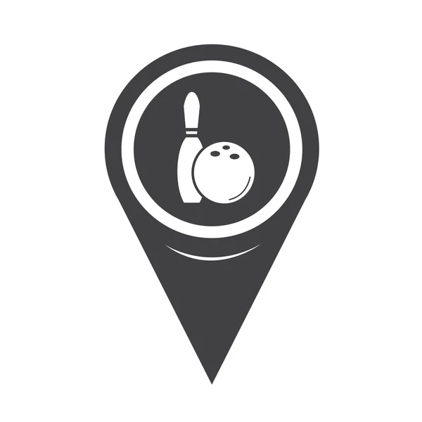 Mappa Pin Pointer icona del bowling — Vettoriale Stock