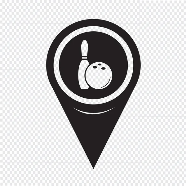 Mapa Pin Pointer bowling icono — Archivo Imágenes Vectoriales