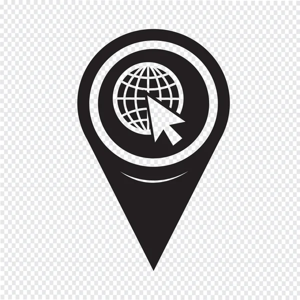 Mapa Pin Pointer ir para o ícone da web — Vetor de Stock