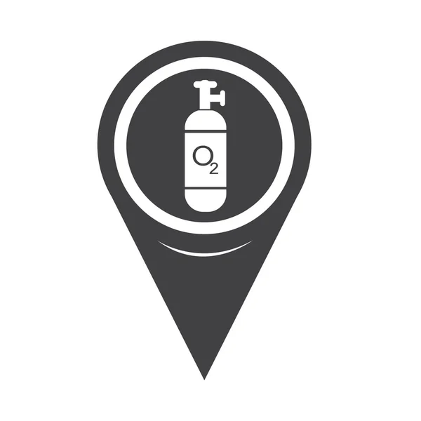 Mapa Pin Pointer Oxígeno icono del cilindro — Archivo Imágenes Vectoriales