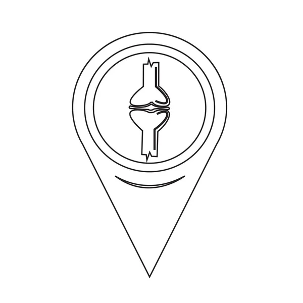 Mapa Pin Pointer ícone da articulação do joelho — Vetor de Stock