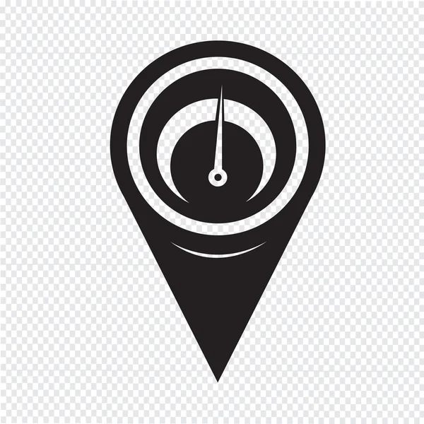 Carte géographique Pointeur pointeur icône de tachymètre — Image vectorielle