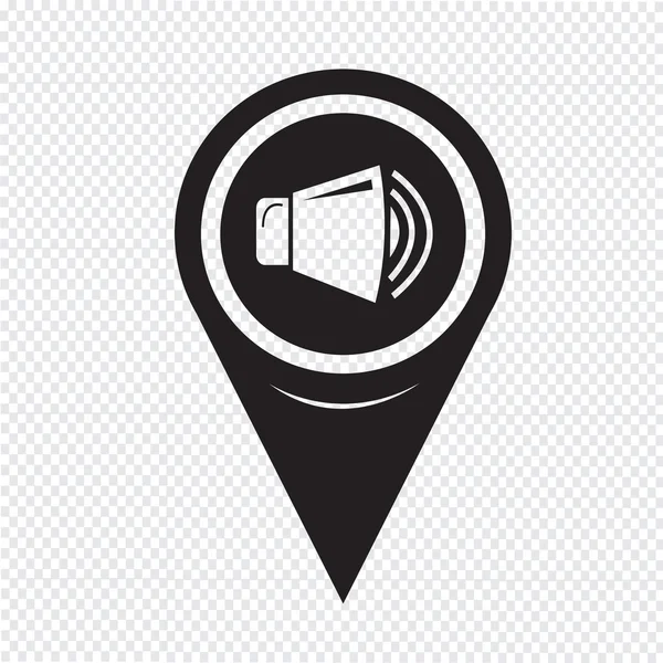 Mapa Pin Pointer icono del altavoz — Vector de stock