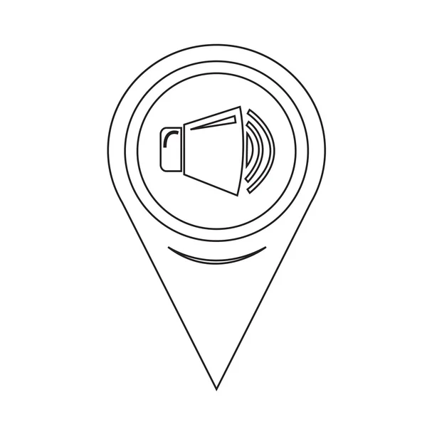 Harita iğne işaretçisi hoparlör simgesi — Stok Vektör