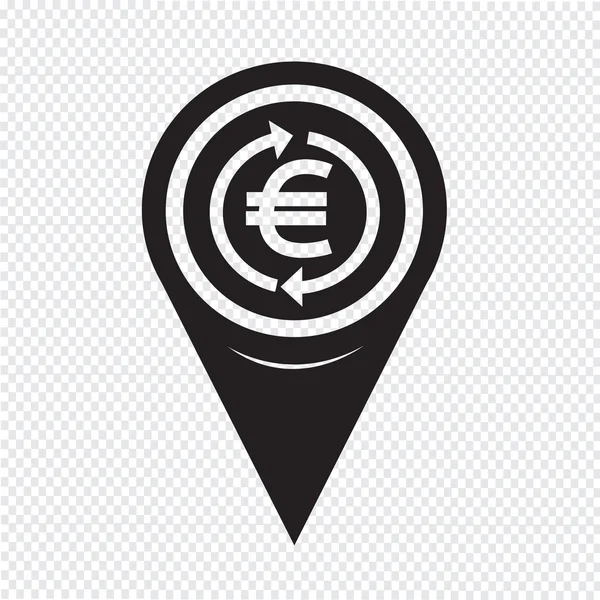 Mappa Pin Pointer money icona euro — Vettoriale Stock