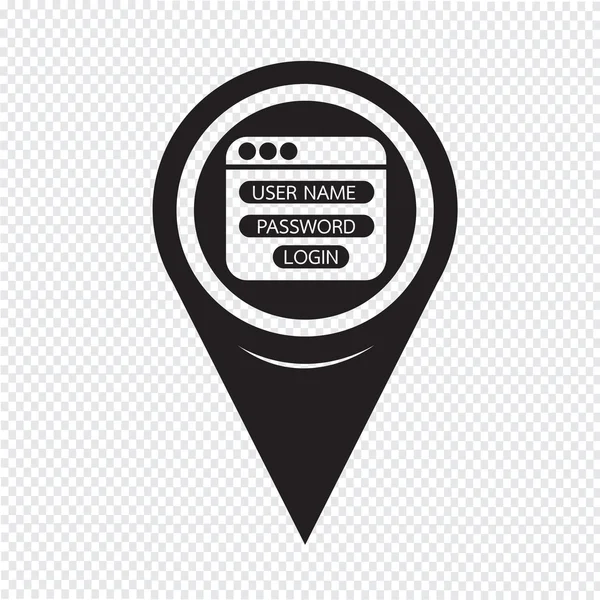Mapa Pin Pointer Website ícone do formulário de login — Vetor de Stock