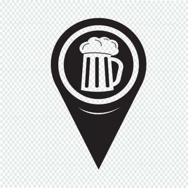 Map Pin Pointer Glass beer icon clipart