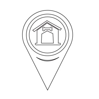 Harita iğne işaretçisi köpek ev simgesini