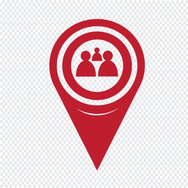 Harita iğne işaretçisi grup insanlar simgesinin
