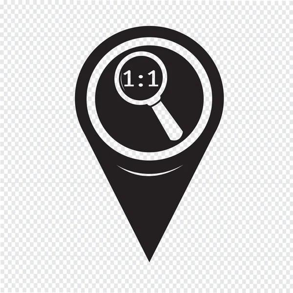 Mapa Pin Pointer Icono de lupa — Archivo Imágenes Vectoriales