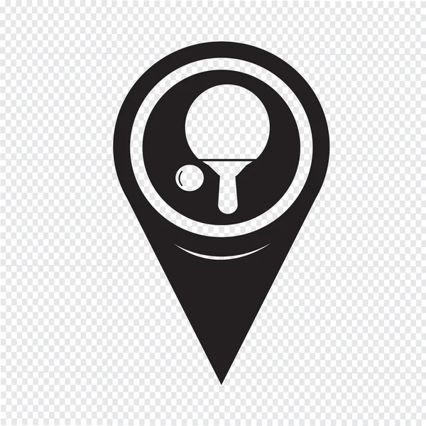 Karte Pin-Pointer Tischtennis-Symbol — Stockvektor