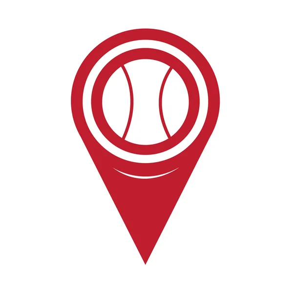 Karte Pin-Zeiger Tennisball Symbol — Stockvektor