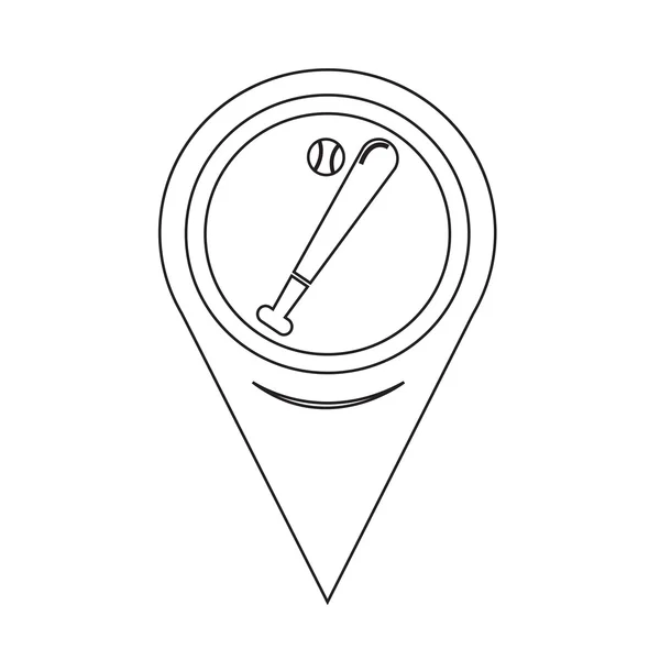 Carte géographique Pin Pointer Baseball Icône — Image vectorielle