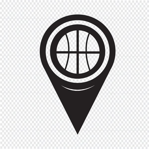 Mapa Pin Pointer ícone de basquete — Vetor de Stock