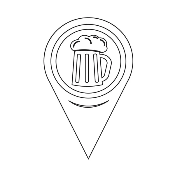 Pin-mutató üveg sör ikon megjelenítése — Stock Vector