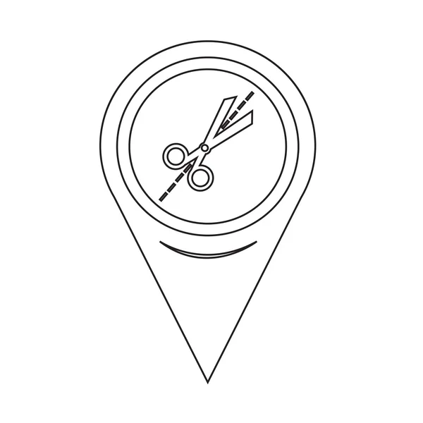 Mapa Pin Pointer Tijeras icono — Vector de stock