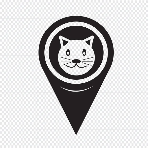 Mappa Pin Pointer Cat icona — Vettoriale Stock
