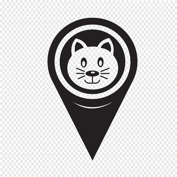 Mappa Pin Pointer Cat icona — Vettoriale Stock