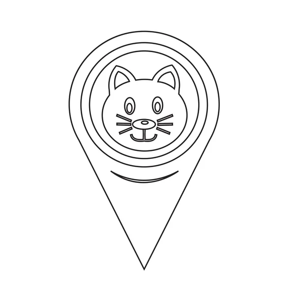 Mappa Pin Pointer Cat icona — Vettoriale Stock