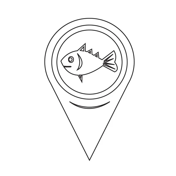 Pin-mutató halak ikon megjelenítése — Stock Vector