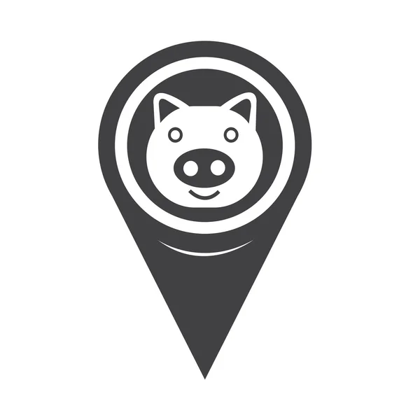Map Pin Pointer Pig Icon — Stock Vector