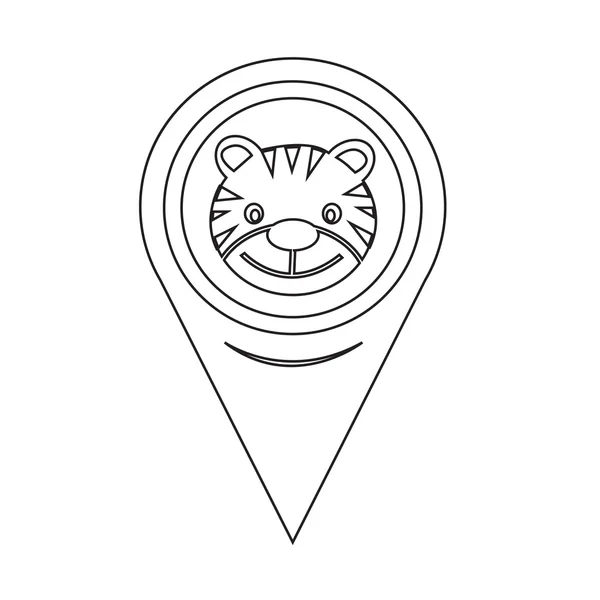 Kaartpictogram Pin aanwijzer Tiger — Stockvector