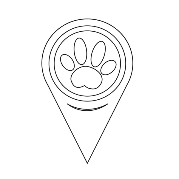 Mapa Pin Pointer Dog paw Icon — Vetor de Stock