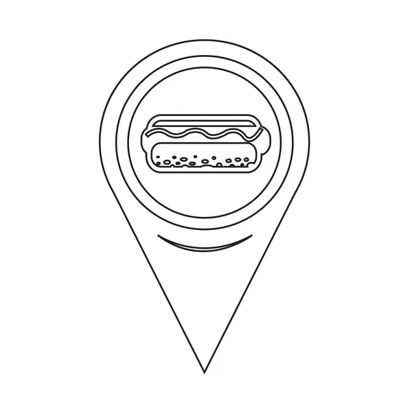 Mapa Pin ukazatel Hot dog ikony — Stockový vektor