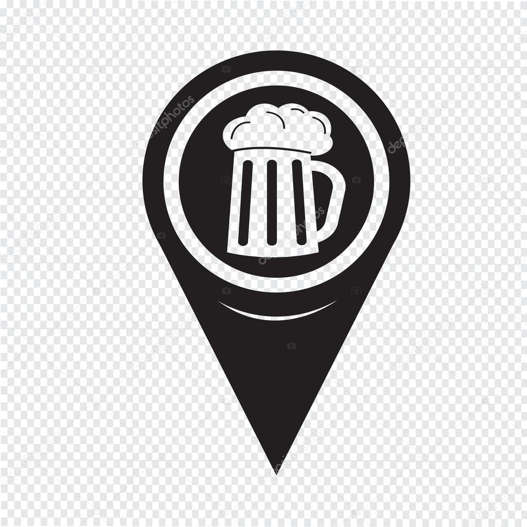 Map Pin Pointer Glass beer icon