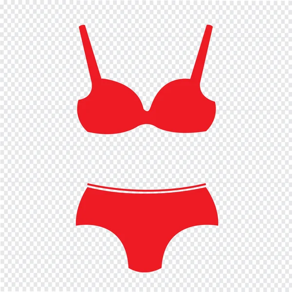 Vrouw ondergoed lingerie of badpak, twee stuk Bikini pictogram ziek — Stockvector