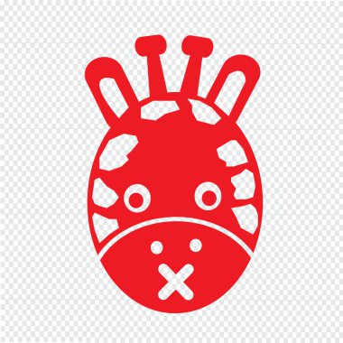 Zürafa yüz duygu simgesi illüstrasyon işareti tasarım