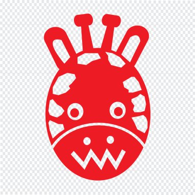 Zürafa yüz duygu simgesi illüstrasyon işareti tasarım