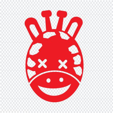 Zürafa yüz duygu simgesi illüstrasyon işareti tasarım