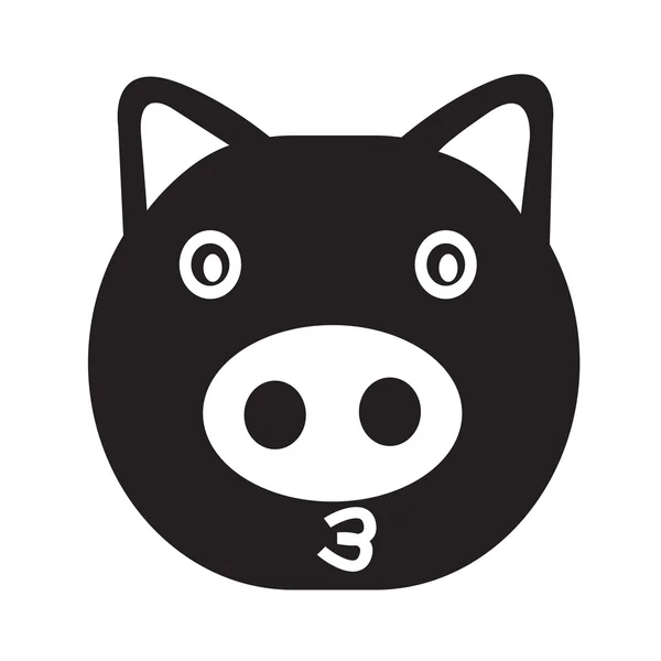 Emoção de porco bonito Ícone Ilustração sinal design — Vetor de Stock