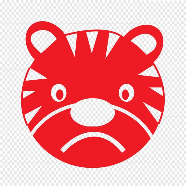 虎顔感情アイコン イラスト サイン デザイン — ストックベクタ