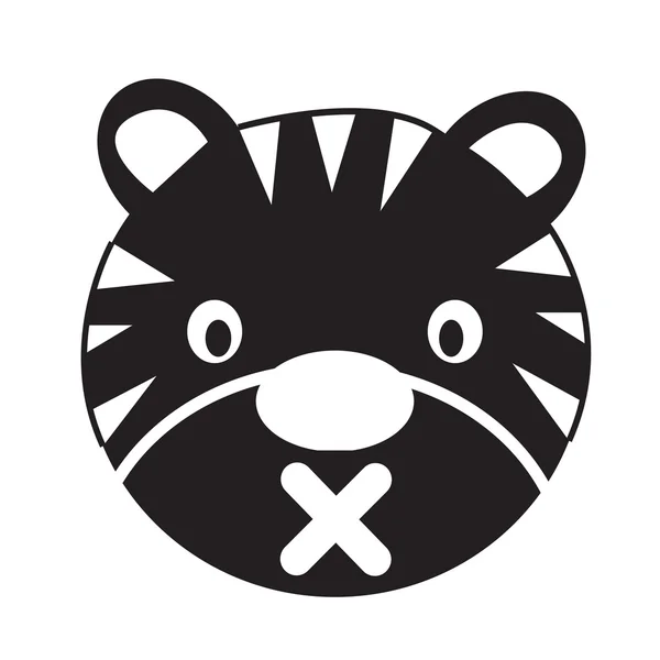 Tiger Gesicht Emotion Ikone Illustration Zeichen Design — Stockvektor