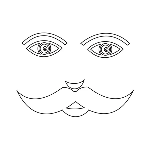 Mustasch kille ansikte Illustration tecken design — Stock vektor