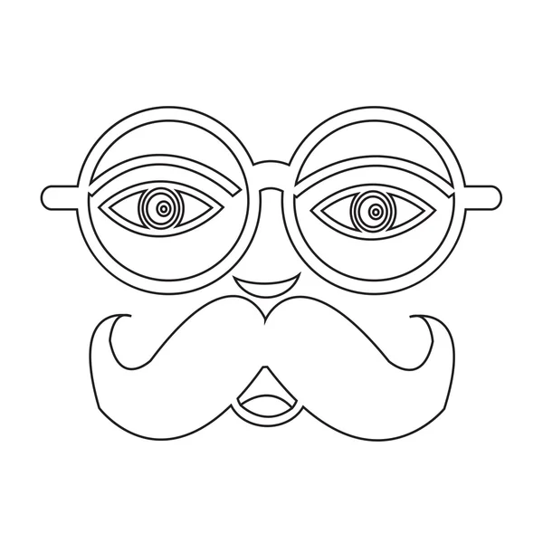 Mustasch kille ansikte Illustration tecken design — Stock vektor