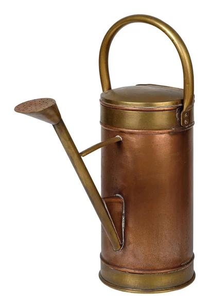 Old Copper Watering Can Isolated White — Stock Photo, Image