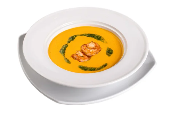 Vegetable Soup Shrimp Isolated White — Stock Photo, Image