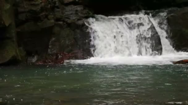Waterfall on mountain river — Stock Video