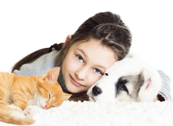 Kind en huisdieren — Stockfoto