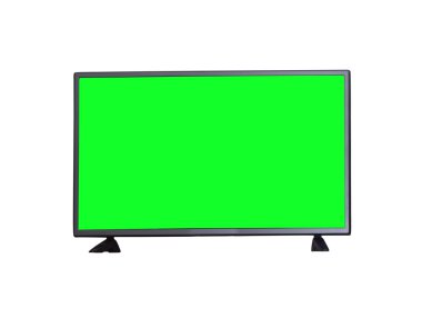 Beyaz arka plan üzerinde izole yeşil ekranlı TV
