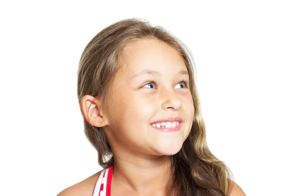 Retrato de una hermosa niña sobre fondo blanco — Foto de Stock